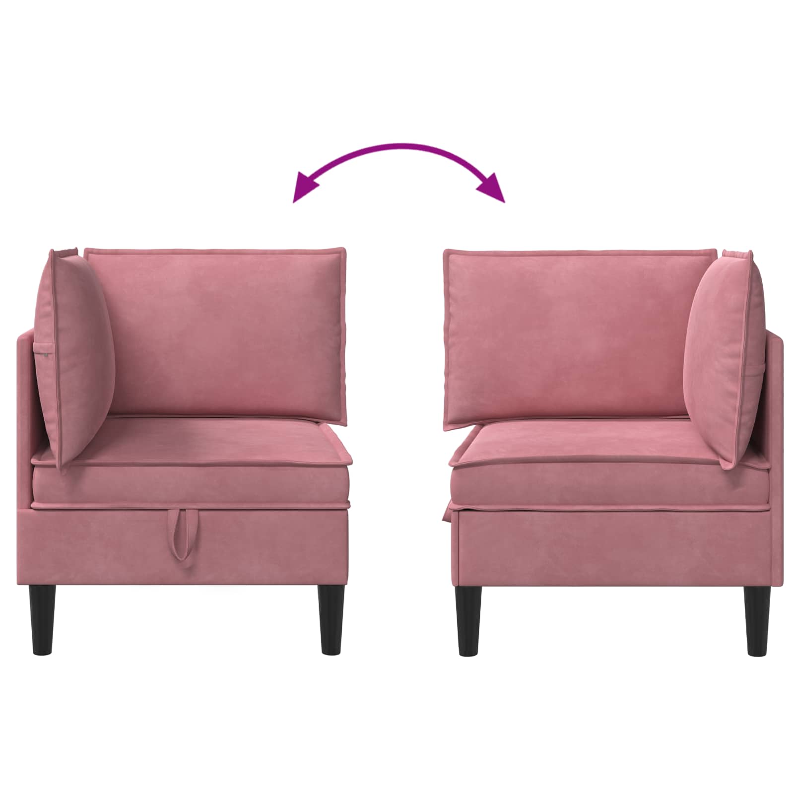 vidaXL Sofa z miejscem do przechowywania różowy Welur