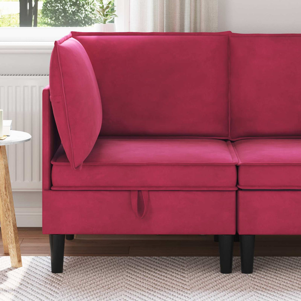 vidaXL Sofa z miejscem do przechowywania Czerwone wino Welur