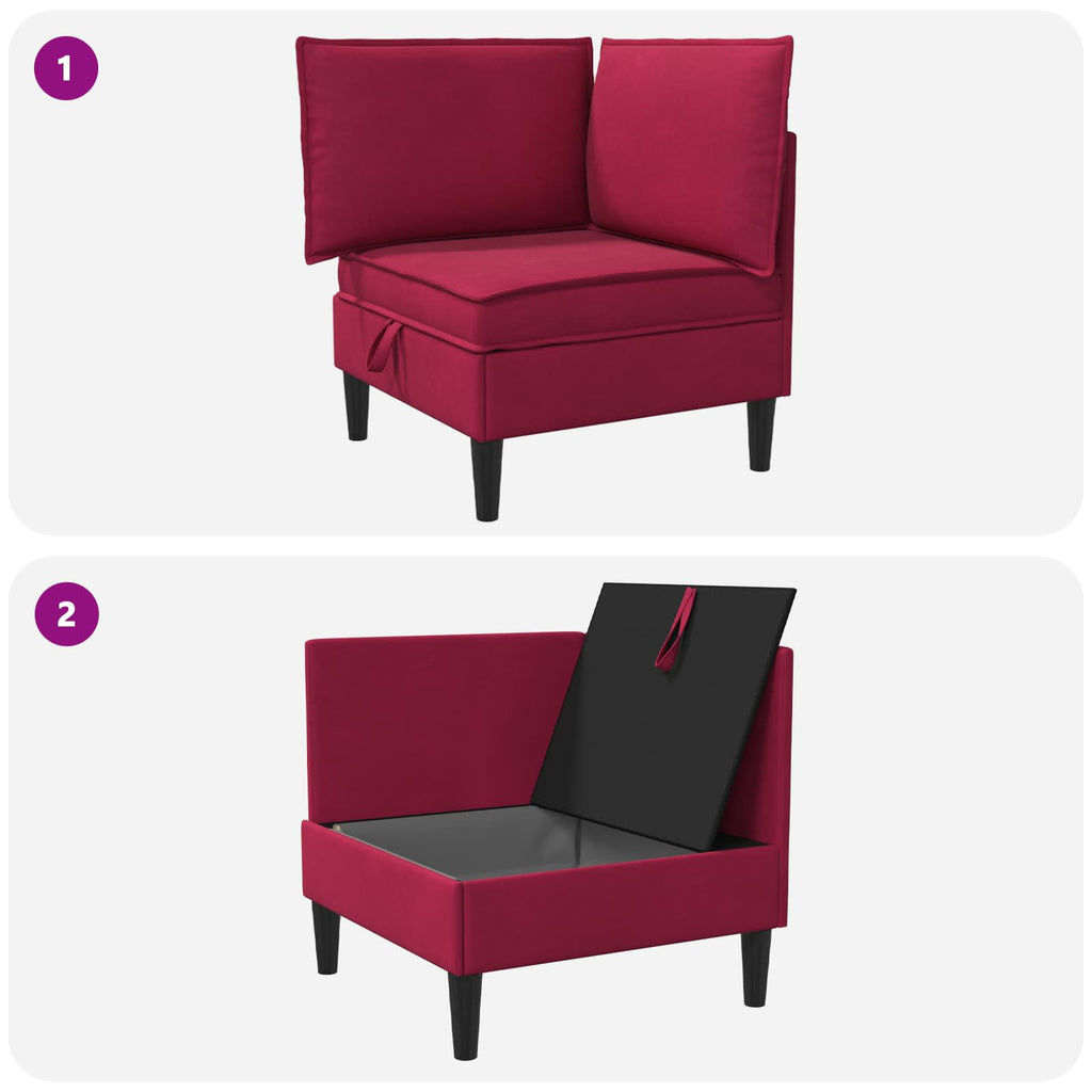 vidaXL Sofa z miejscem do przechowywania Czerwone wino Welur