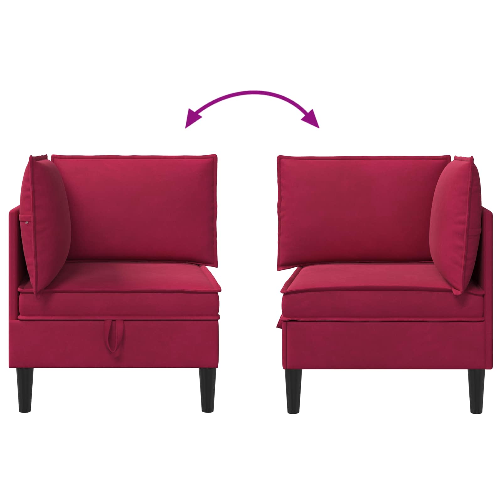 vidaXL Sofa z miejscem do przechowywania Czerwone wino Welur