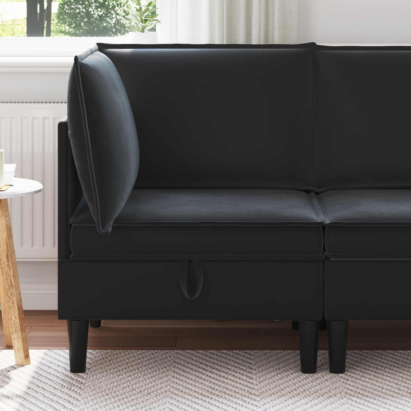 vidaXL Sofa z miejscem do przechowywania Czarny Welur