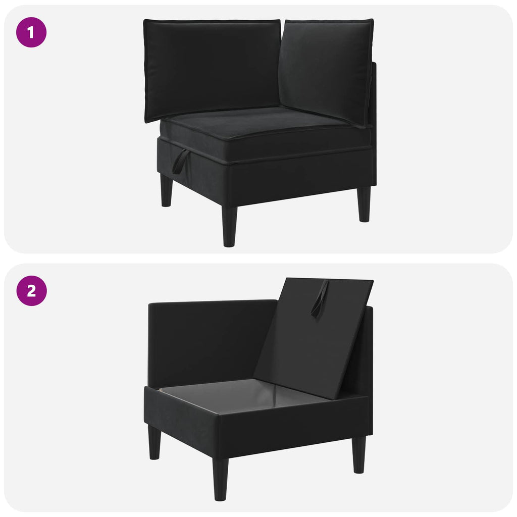 vidaXL Sofa z miejscem do przechowywania Czarny Welur