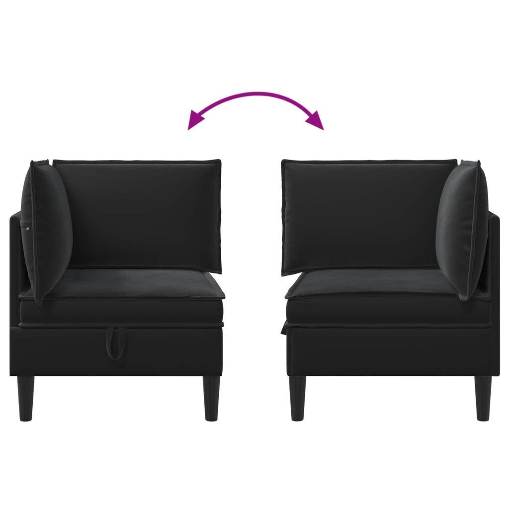 vidaXL Sofa z miejscem do przechowywania Czarny Welur