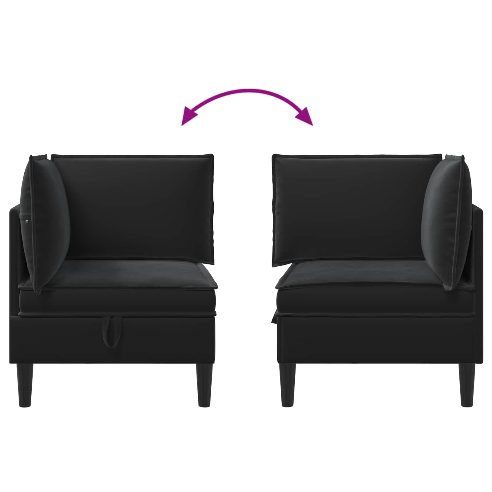 vidaXL Sofa z miejscem do przechowywania Czarny Welur