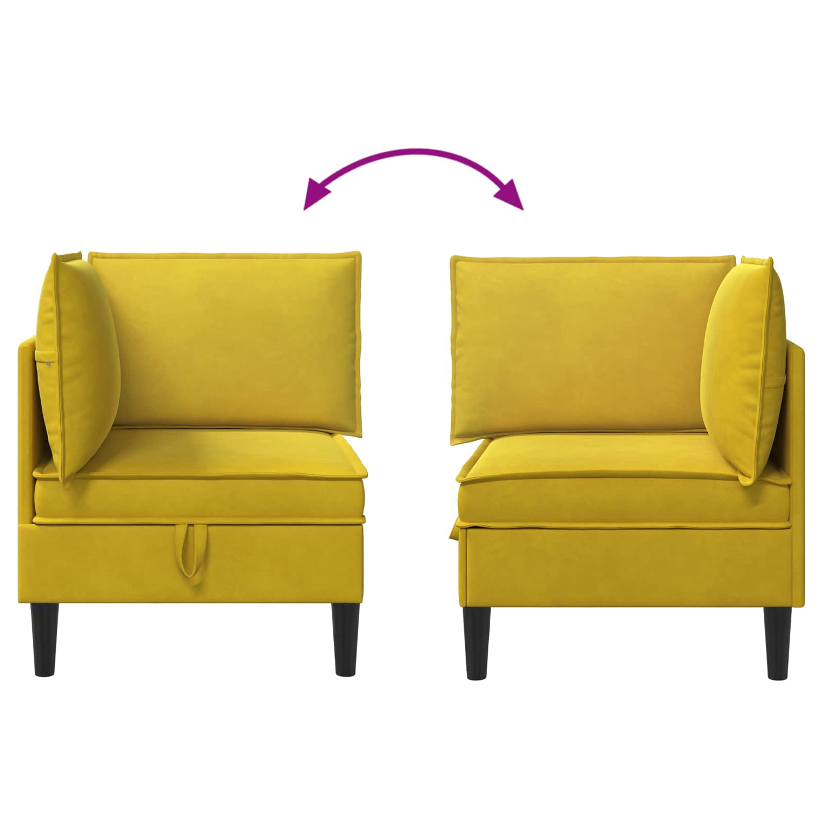 vidaXL Sofa z miejscem do przechowywania żółty Welur