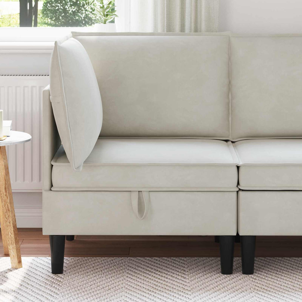 vidaXL Sofa z miejscem do przechowywania kremowy Welur