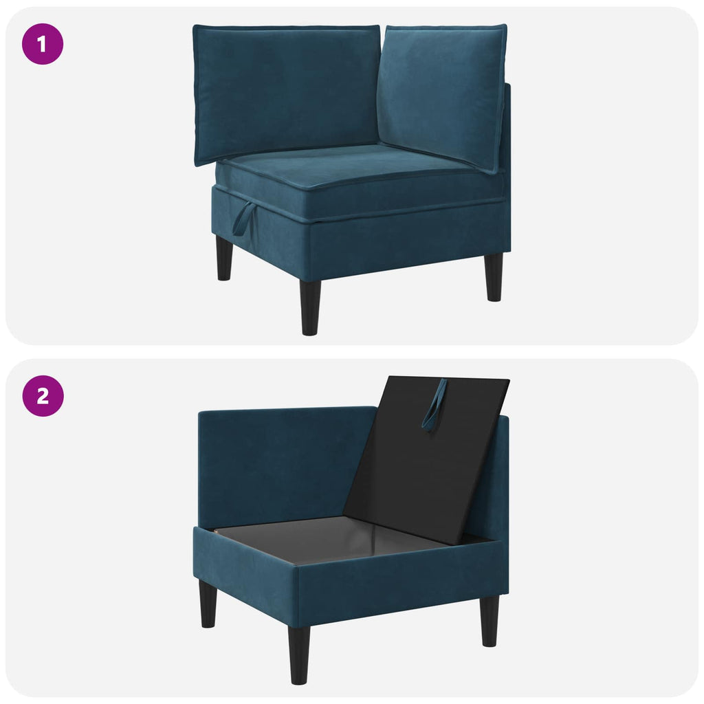 vidaXL Sofa z miejscem do przechowywania niebieski Welur