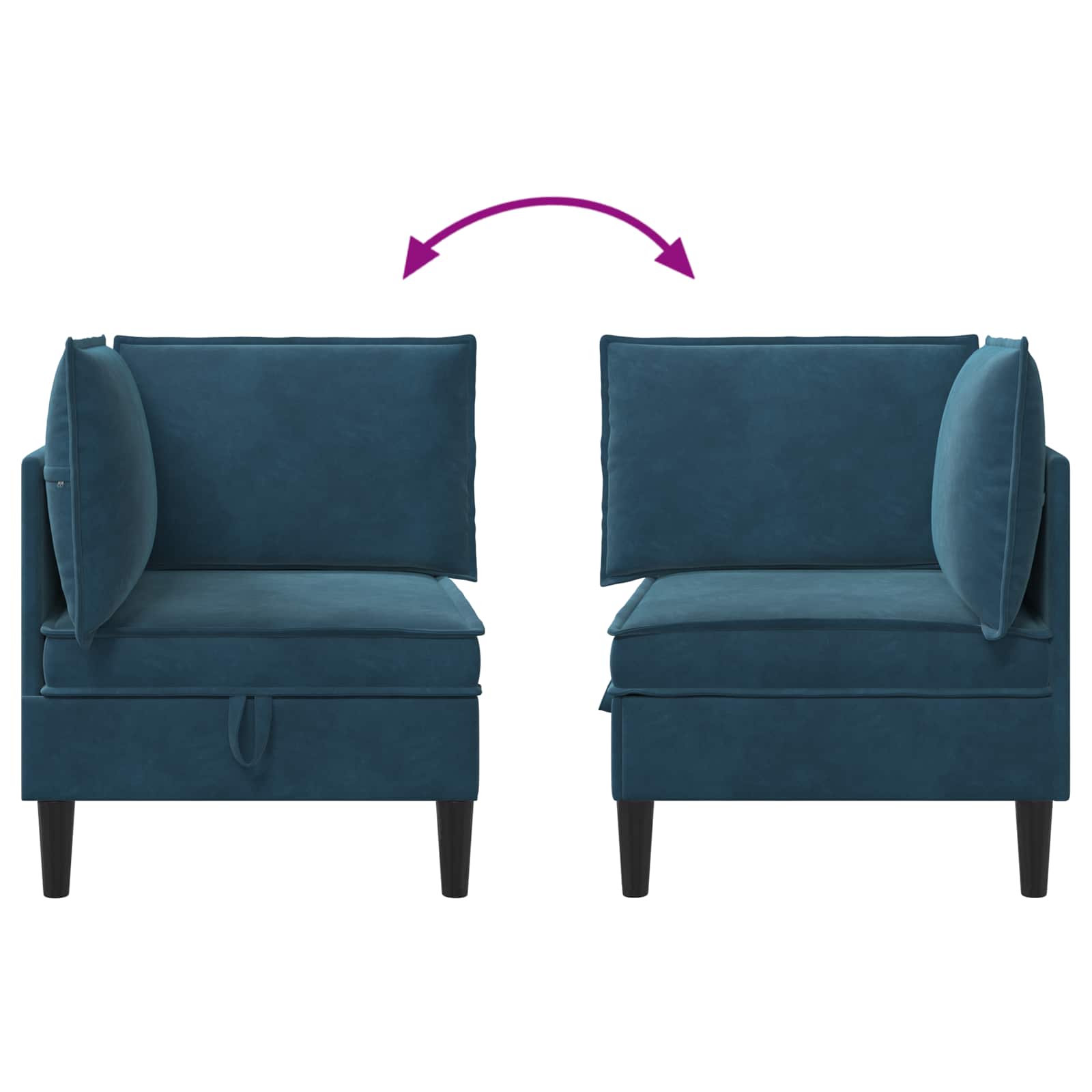 vidaXL Sofa z miejscem do przechowywania niebieski Welur