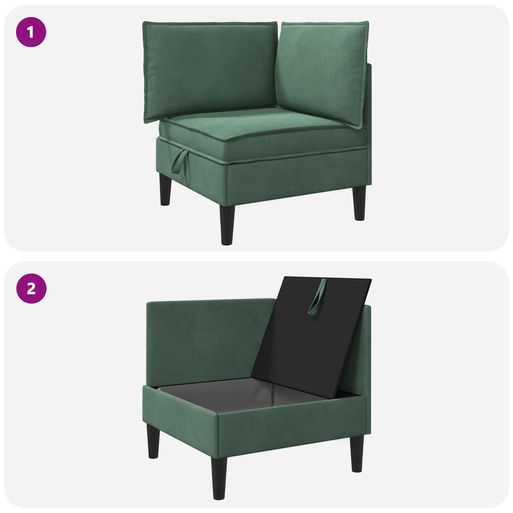 vidaXL Sofa z miejscem do przechowywania Zielony morski Welur