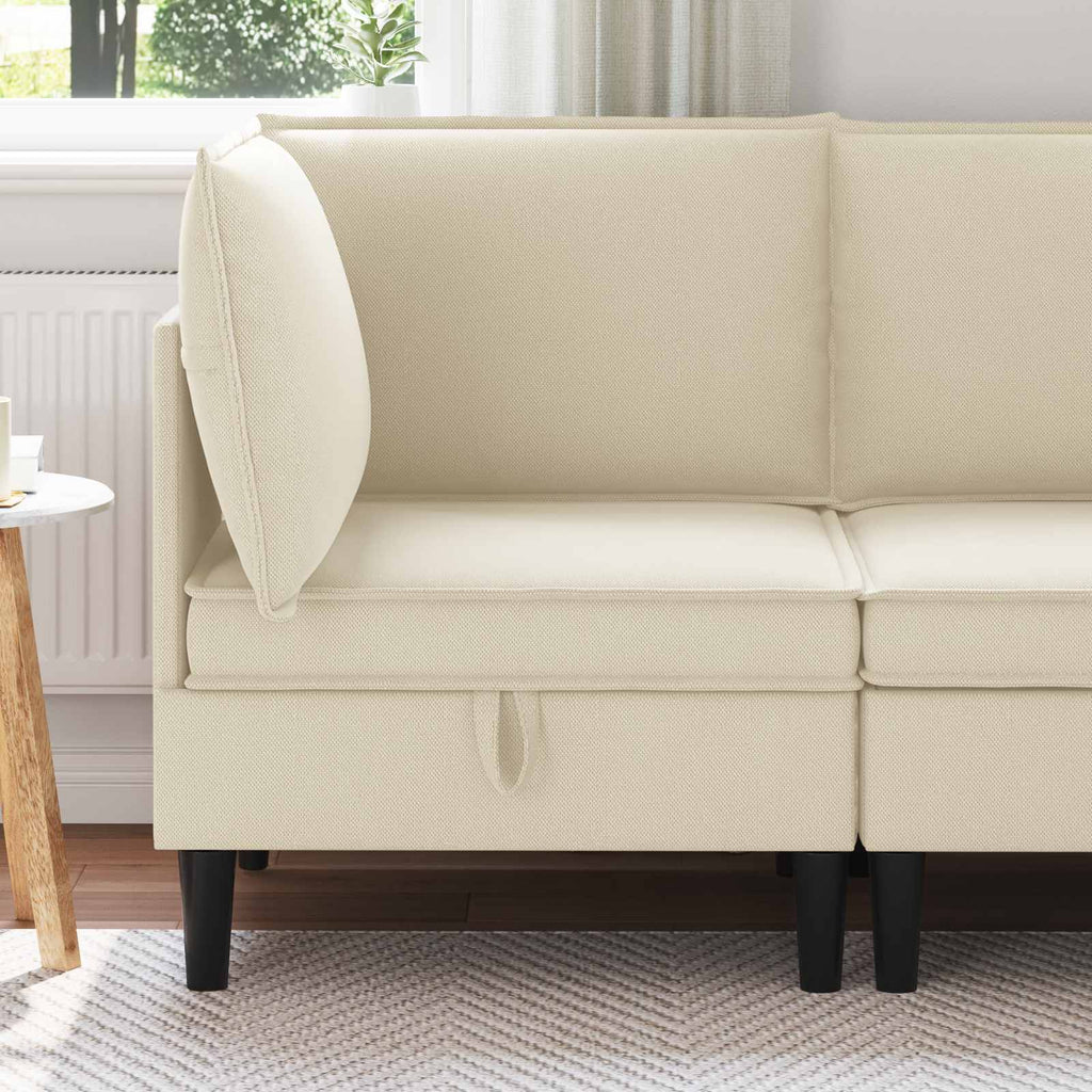 vidaXL Rogowa Sofa z Przechowywaniem kremowy Welur