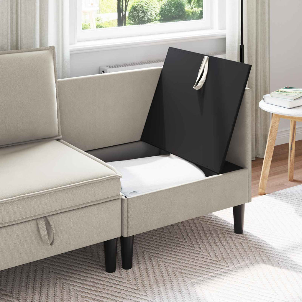 vidaXL Rogowa Sofa z Przechowywaniem Owies Welur