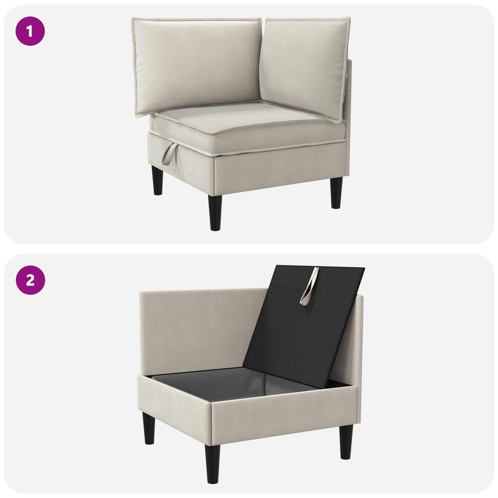 vidaXL Rogowa Sofa z Przechowywaniem Owies Welur