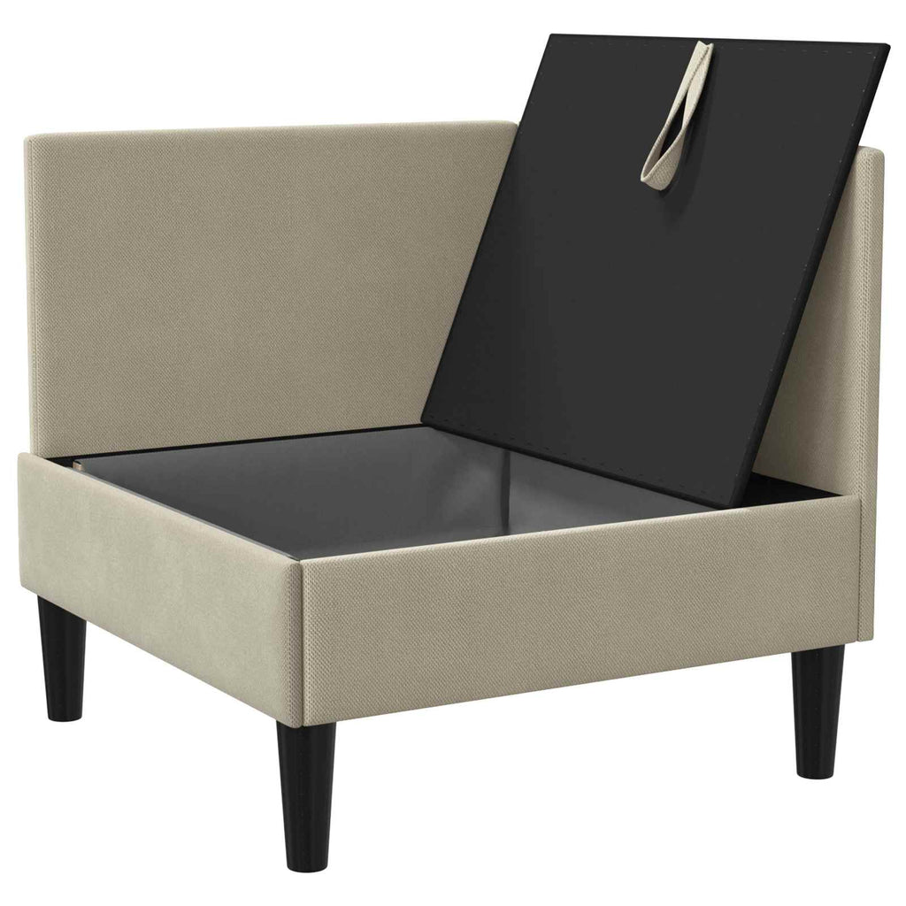 vidaXL Rogowa Sofa z Przechowywaniem piaskowy Welur