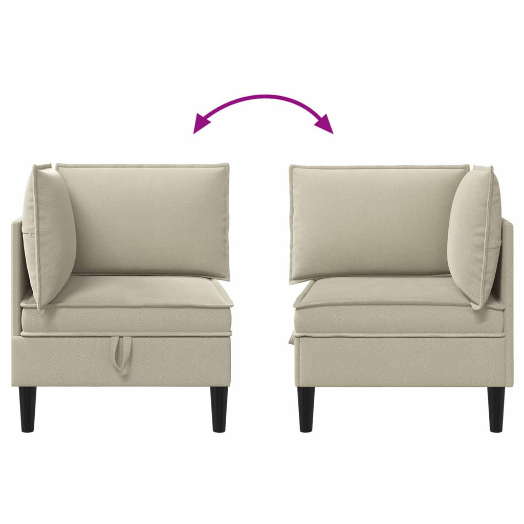 vidaXL Rogowa Sofa z Przechowywaniem piaskowy Welur