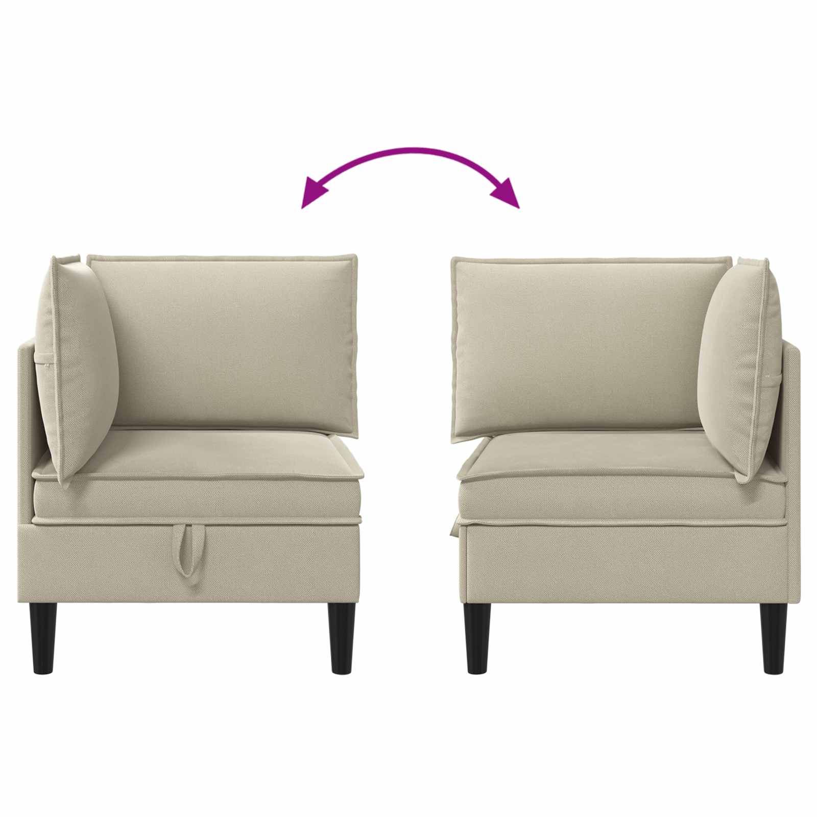 vidaXL Rogowa Sofa z Przechowywaniem piaskowy Welur