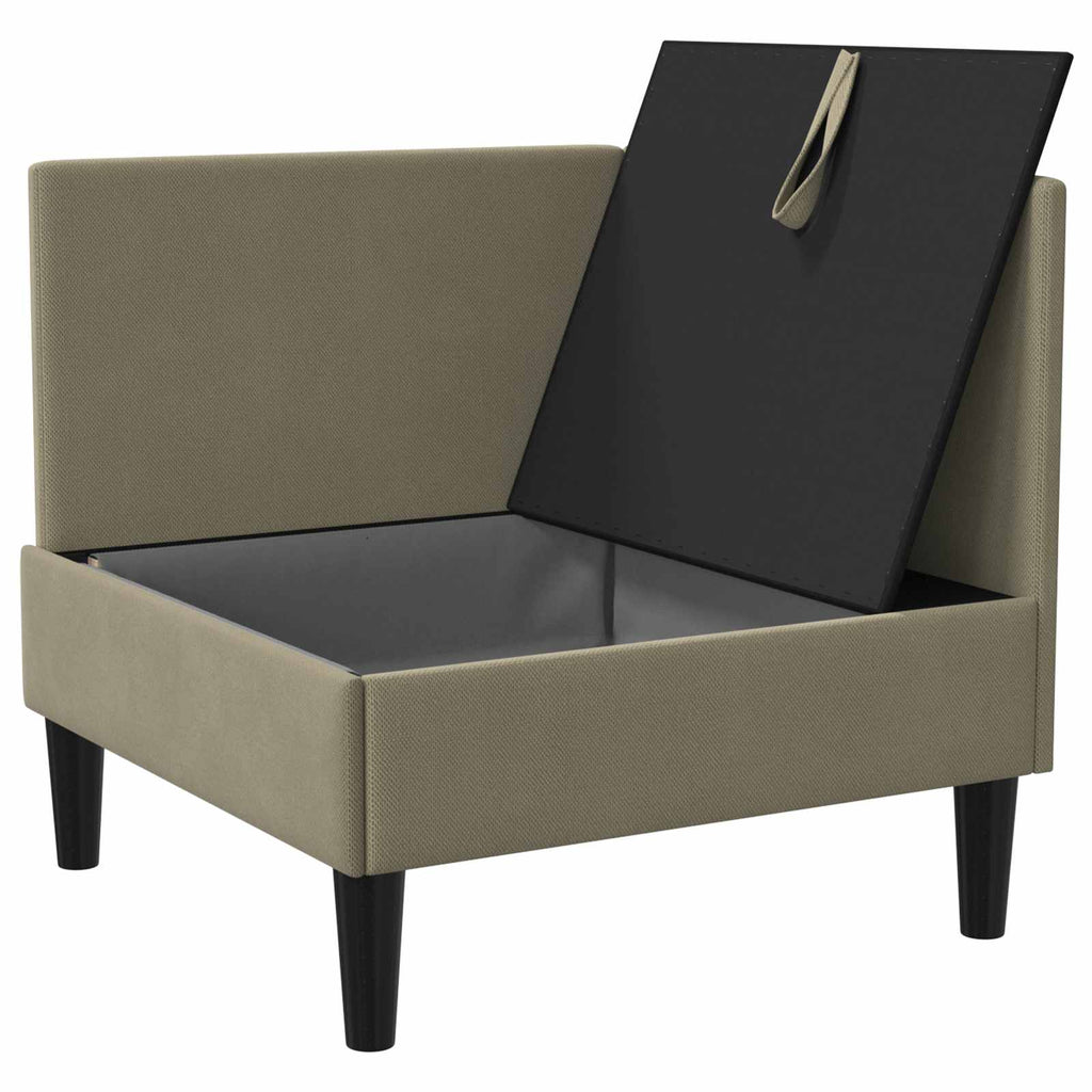 vidaXL Rogowa Sofa z Przechowywaniem Khaki Welur