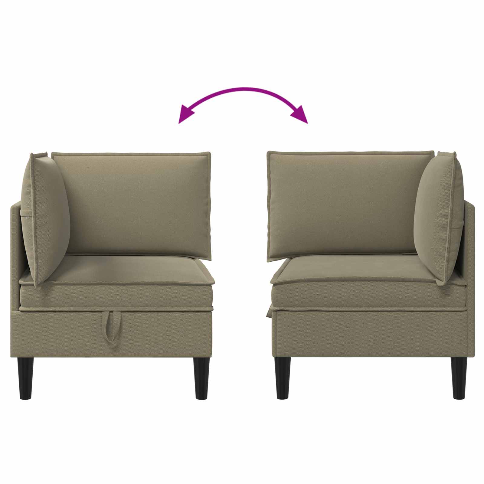 vidaXL Rogowa Sofa z Przechowywaniem Khaki Welur