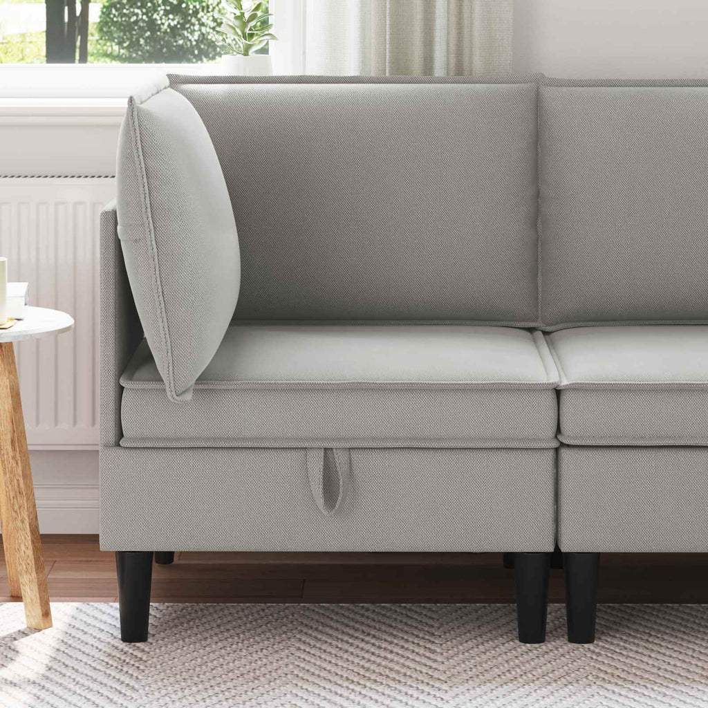 vidaXL Rogowa Sofa z Przechowywaniem jasnoszary Welur