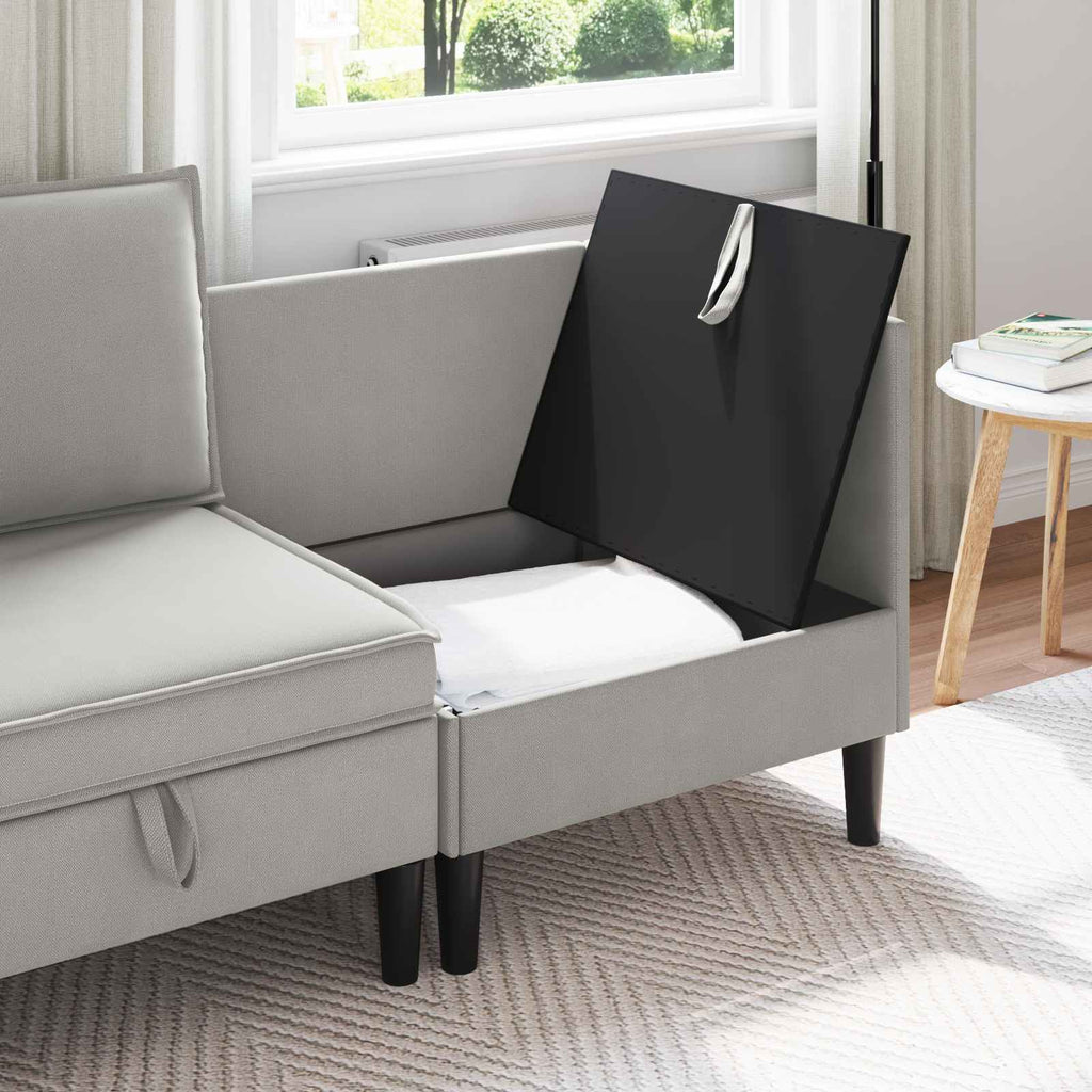 vidaXL Rogowa Sofa z Przechowywaniem jasnoszary Welur
