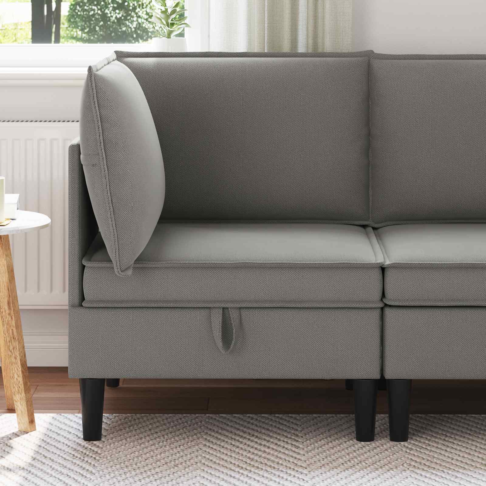 vidaXL Rogowa Sofa z Przechowywaniem ciemnoszary Welur