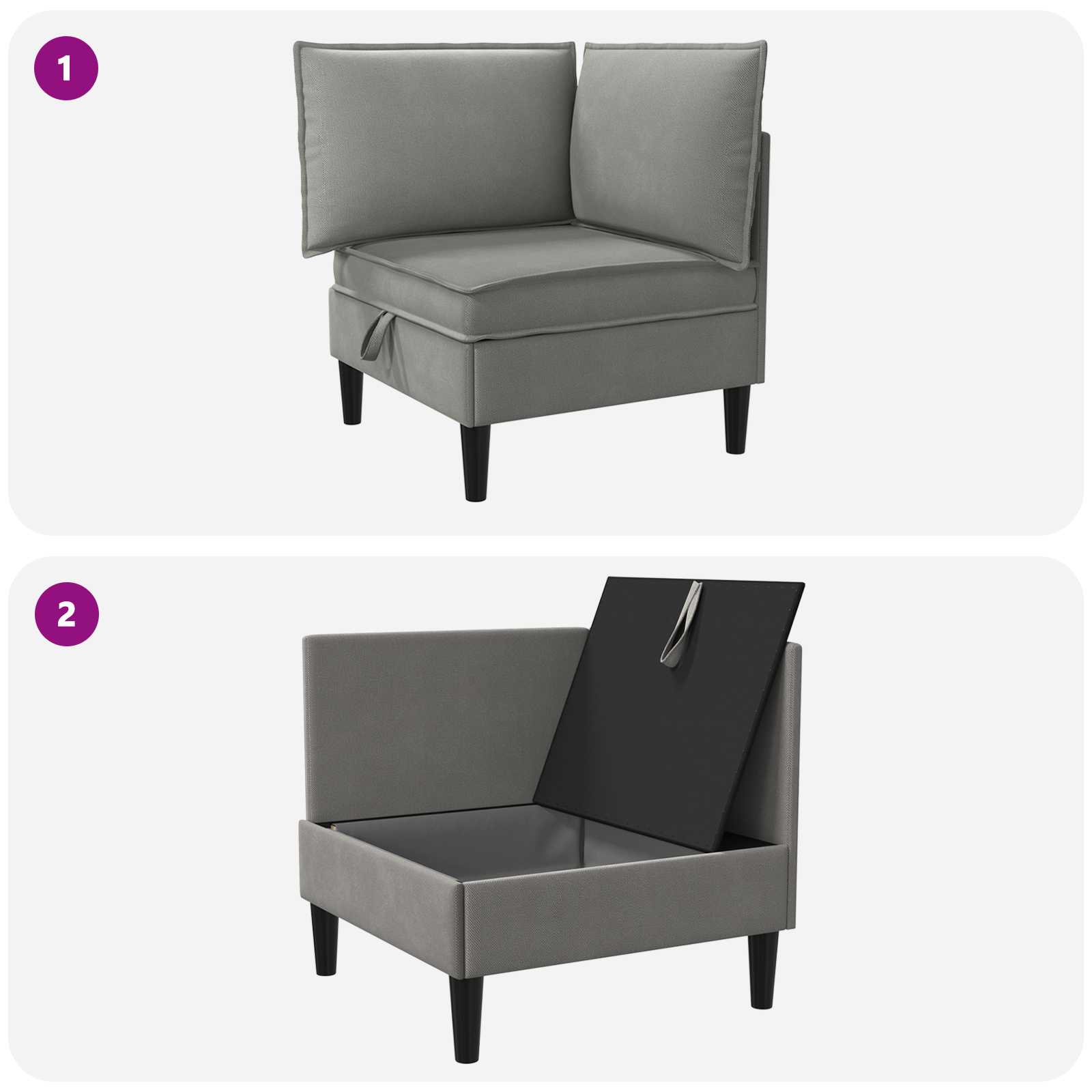vidaXL Rogowa Sofa z Przechowywaniem ciemnoszary Welur