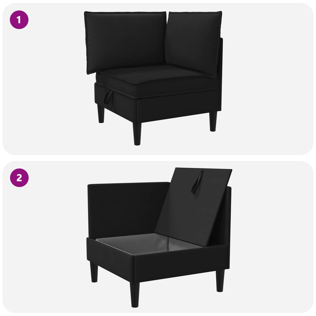 vidaXL Rogowa Sofa z Przechowywaniem Czarny Welur