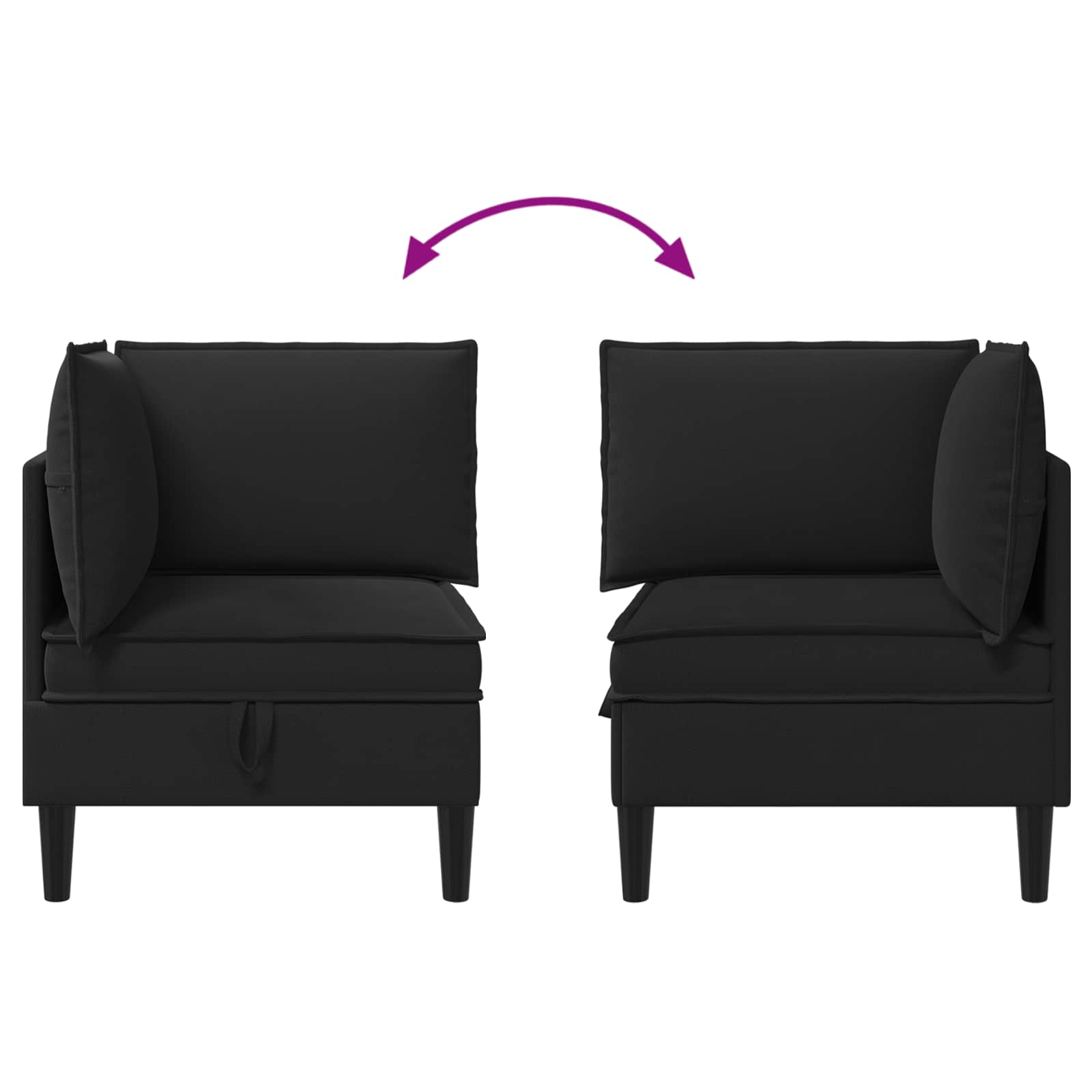 vidaXL Rogowa Sofa z Przechowywaniem Czarny Welur