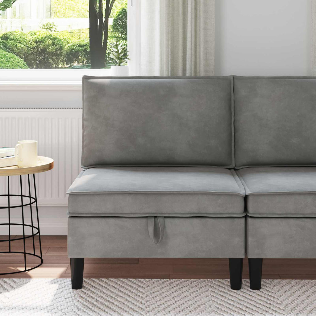vidaXL Środkowa sofa z miejscem do przechowywania jasnoszary Welur