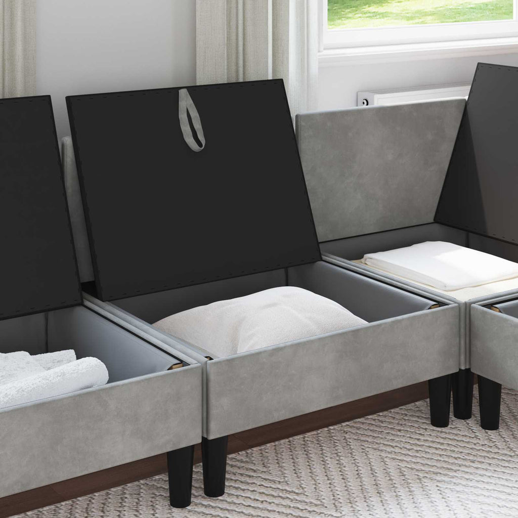 vidaXL Środkowa sofa z miejscem do przechowywania jasnoszary Welur