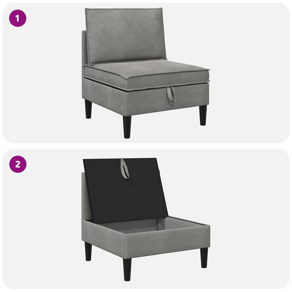 vidaXL Środkowa sofa z miejscem do przechowywania jasnoszary Welur