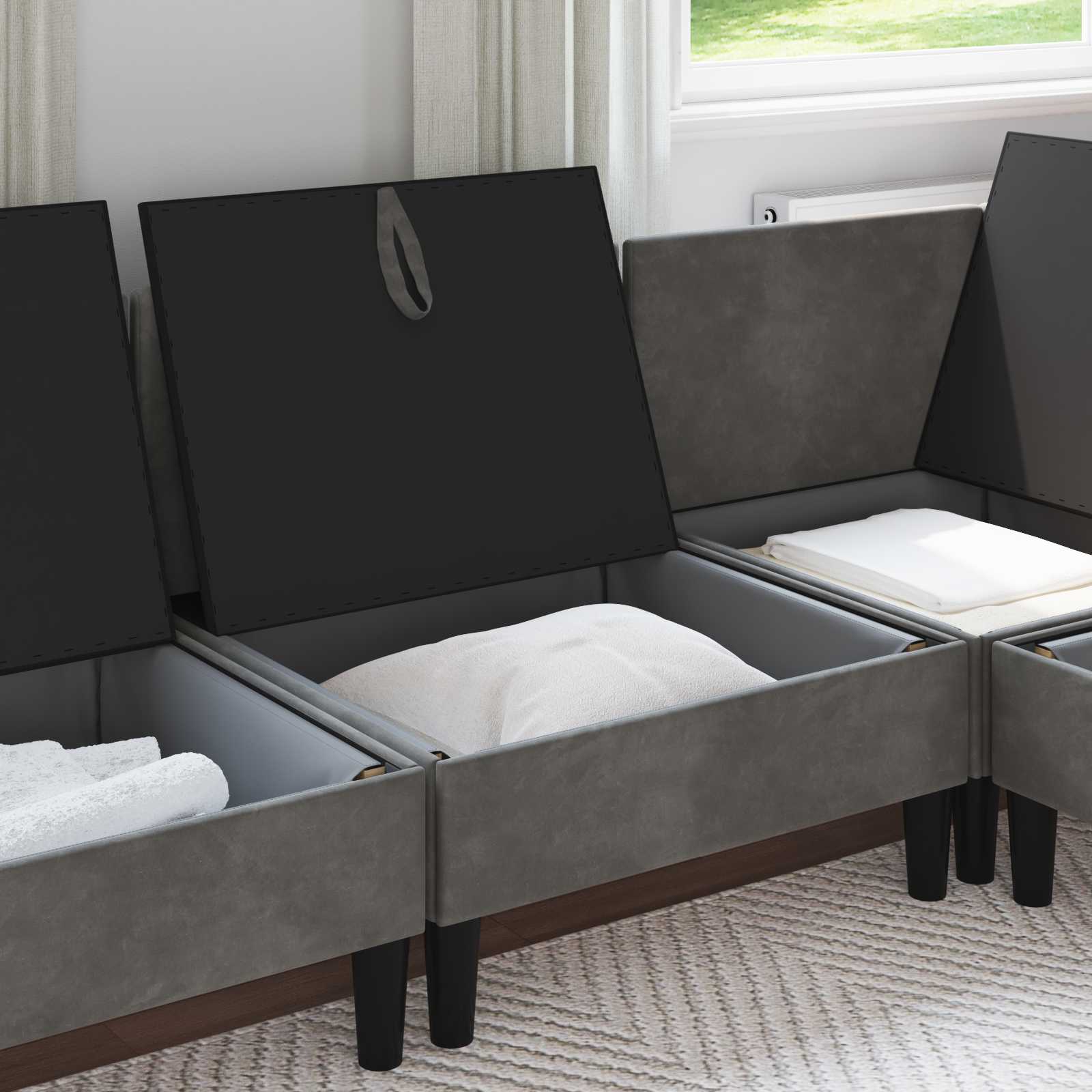 vidaXL Środkowa sofa z miejscem do przechowywania ciemnoszary Welur