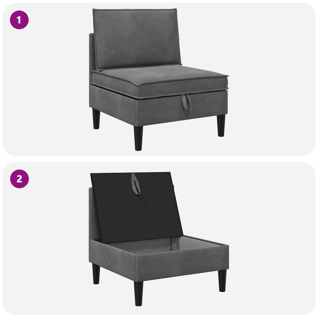 vidaXL Środkowa sofa z miejscem do przechowywania ciemnoszary Welur