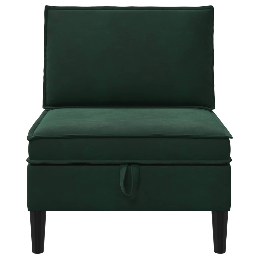 vidaXL Środkowa sofa z miejscem do przechowywania Ciemnozielony Welur