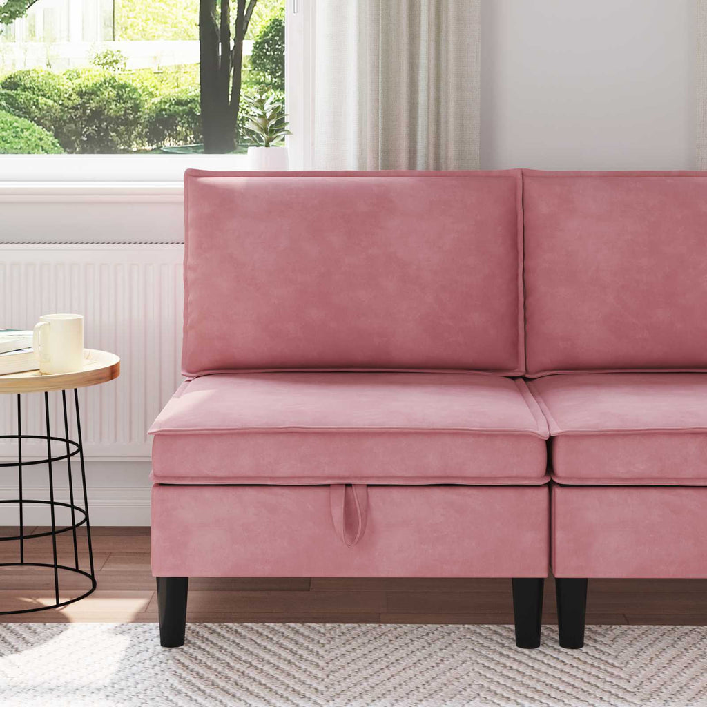 vidaXL Środkowa sofa z miejscem do przechowywania różowy Welur