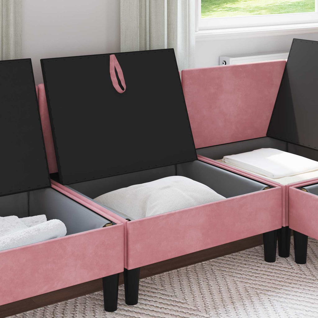vidaXL Środkowa sofa z miejscem do przechowywania różowy Welur