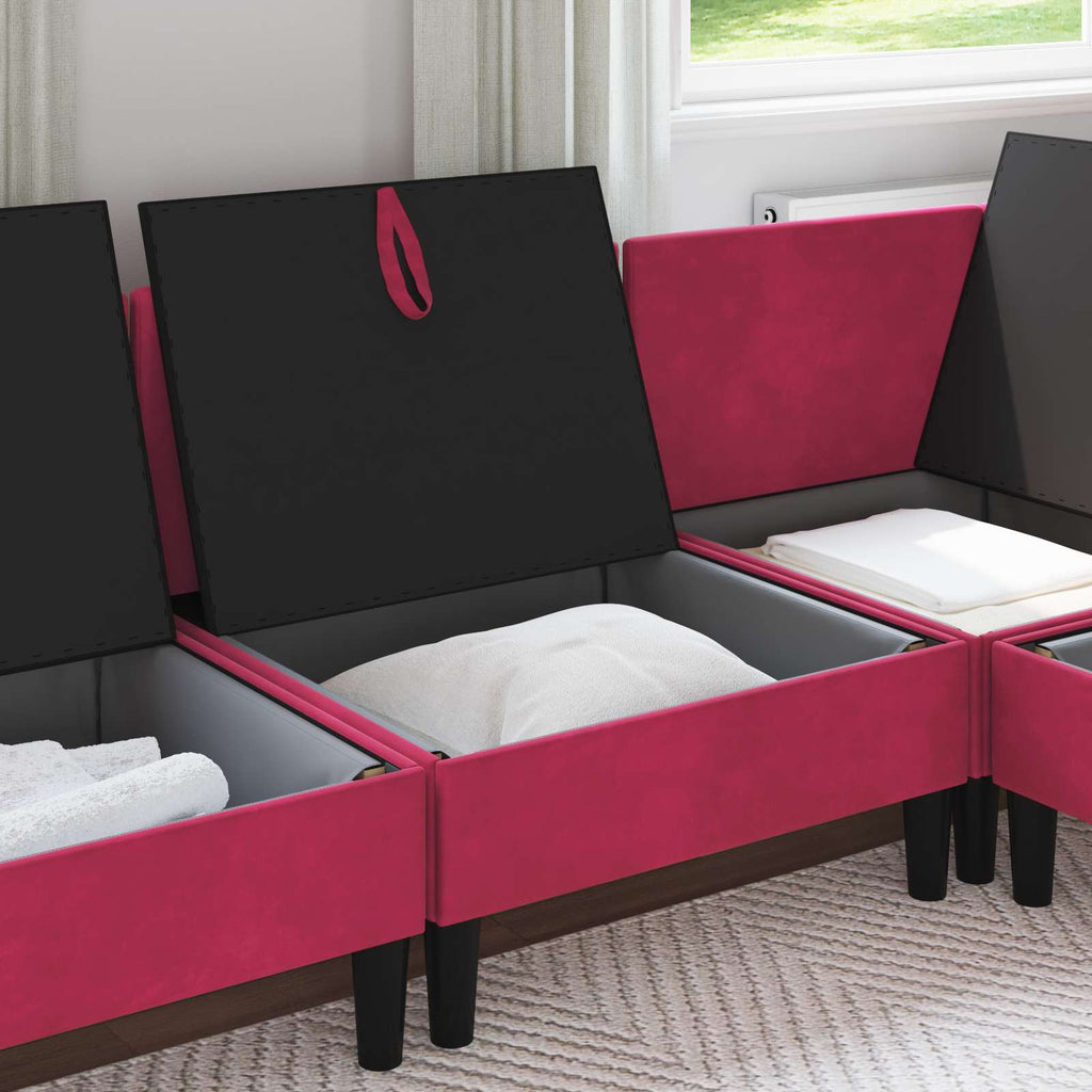 vidaXL Środkowa sofa z miejscem do przechowywania Czerwone wino Welur