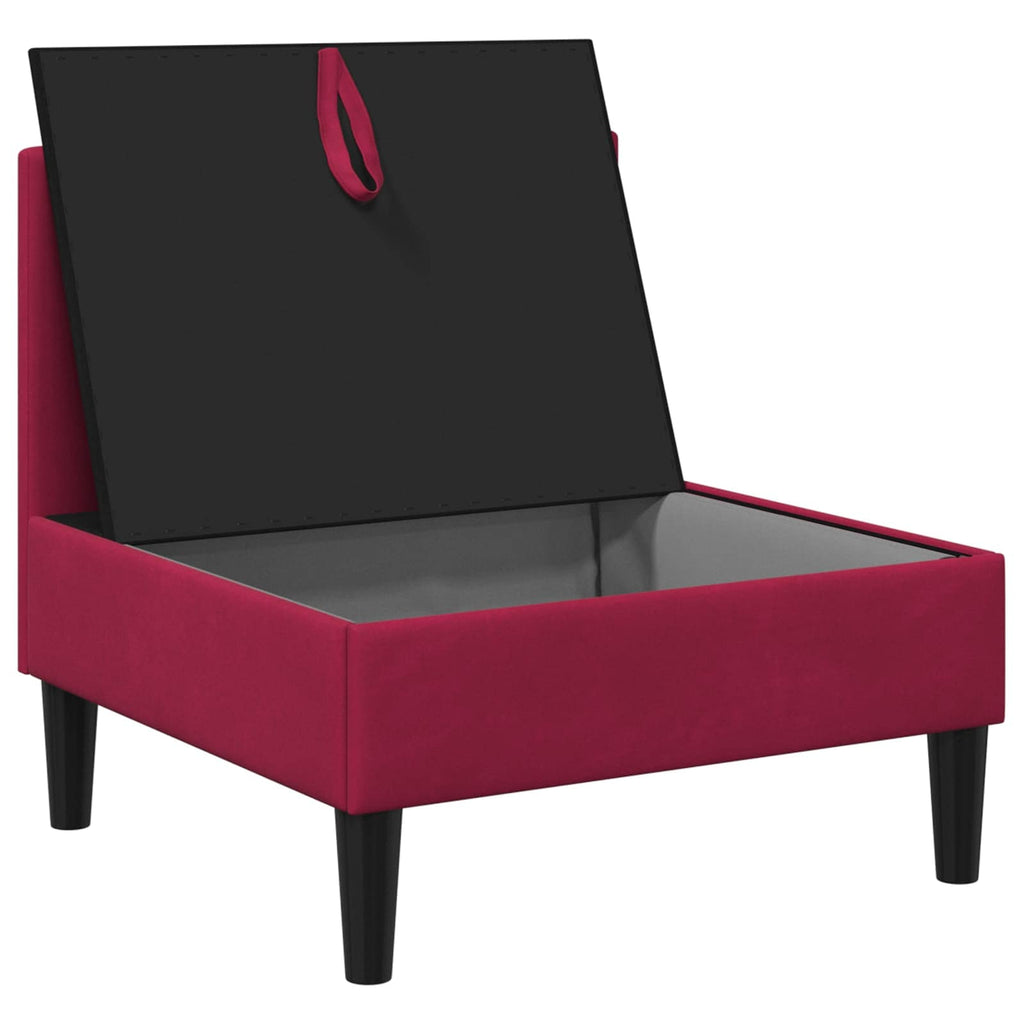 vidaXL Środkowa sofa z miejscem do przechowywania Czerwone wino Welur