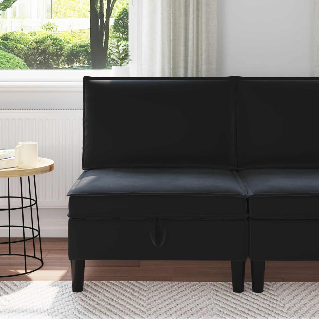 vidaXL Środkowa sofa z miejscem do przechowywania Czarny Welur