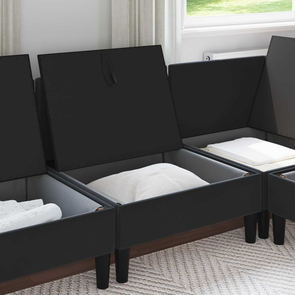 vidaXL Środkowa sofa z miejscem do przechowywania Czarny Welur