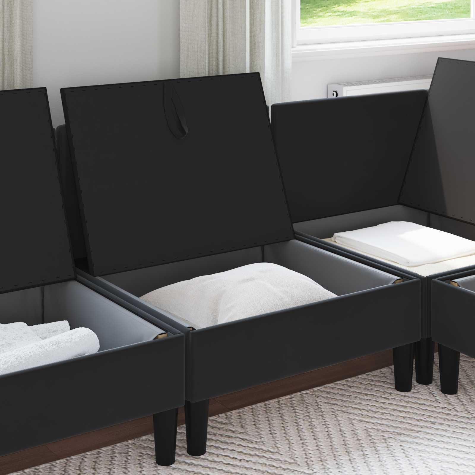 vidaXL Środkowa sofa z miejscem do przechowywania Czarny Welur