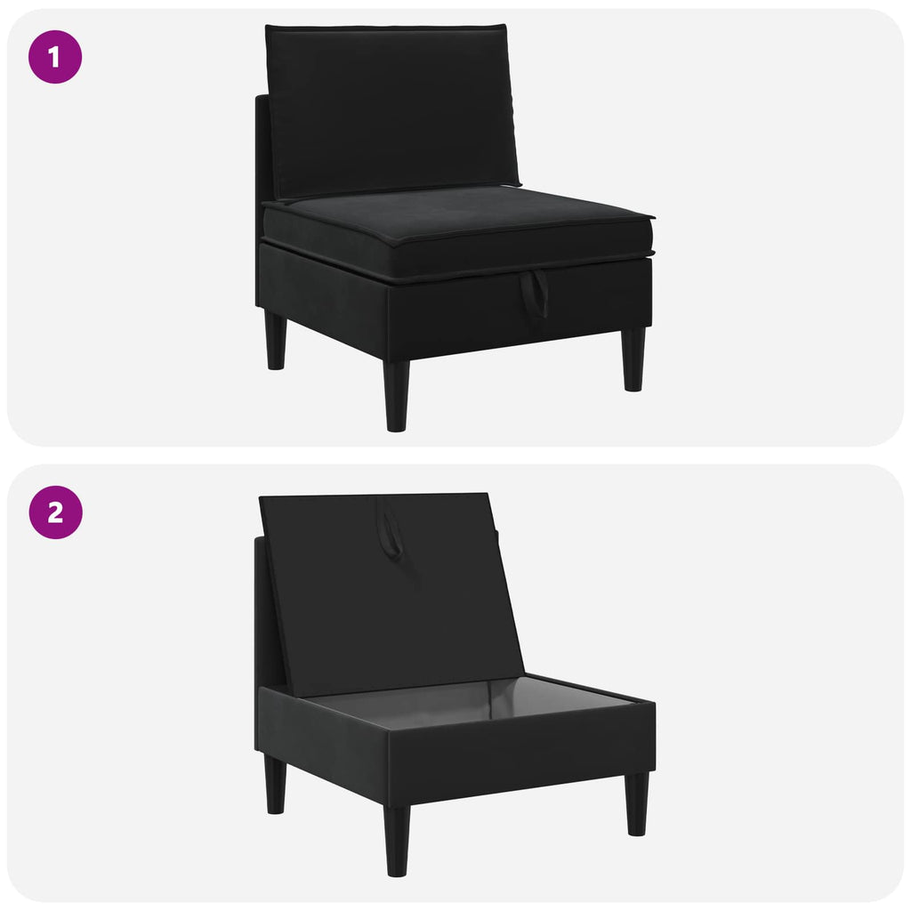 vidaXL Środkowa sofa z miejscem do przechowywania Czarny Welur