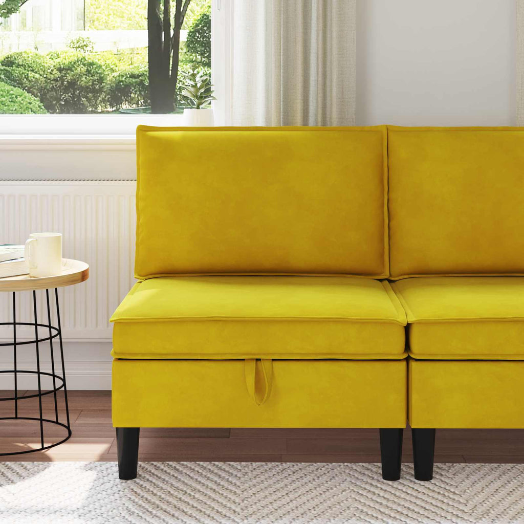 vidaXL Środkowa sofa z miejscem do przechowywania żółty Welur