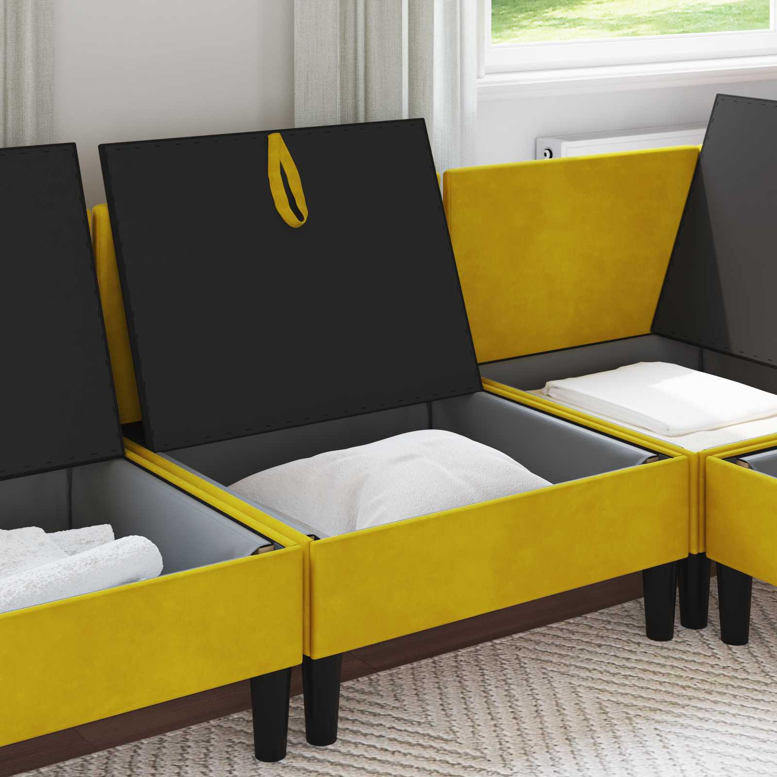 vidaXL Środkowa sofa z miejscem do przechowywania żółty Welur