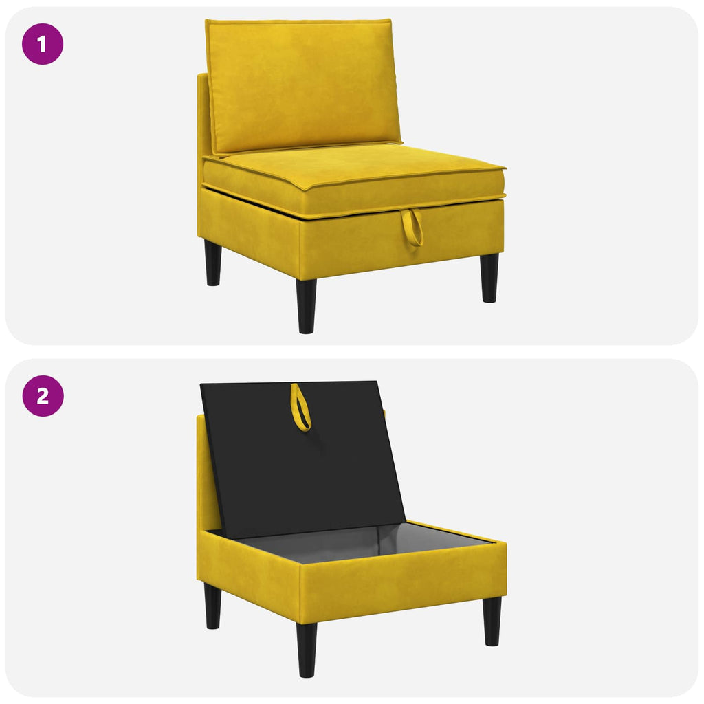 vidaXL Środkowa sofa z miejscem do przechowywania żółty Welur