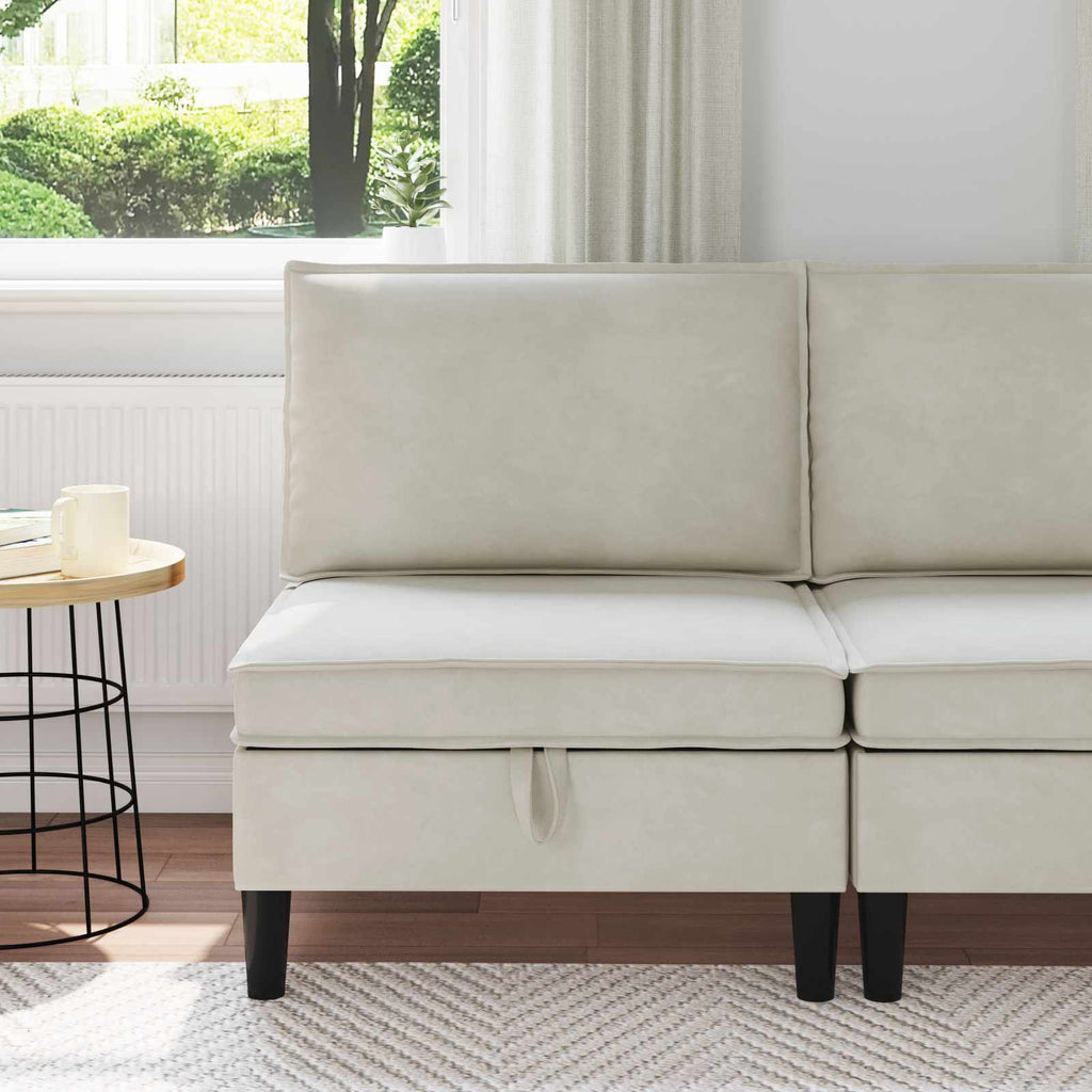 vidaXL Środkowa sofa z miejscem do przechowywania kremowy Welur