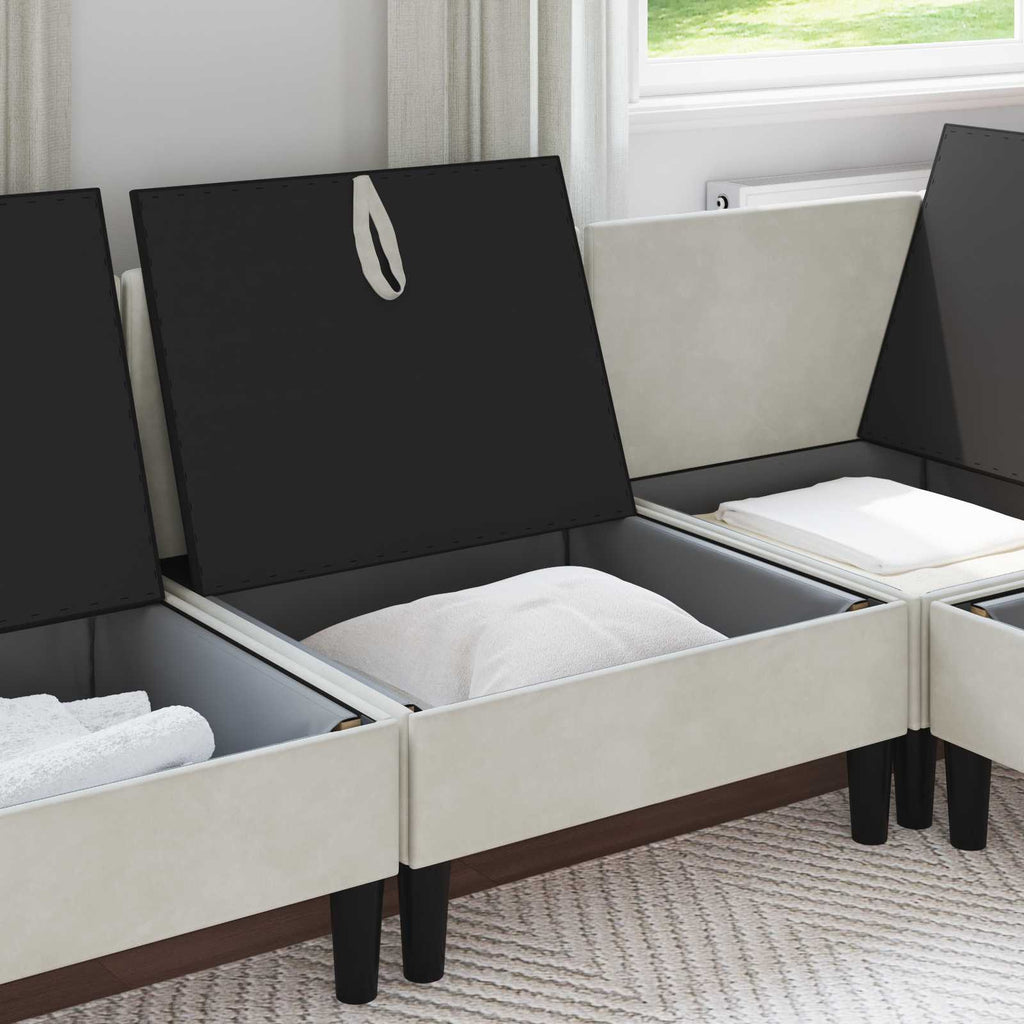 vidaXL Środkowa sofa z miejscem do przechowywania kremowy Welur