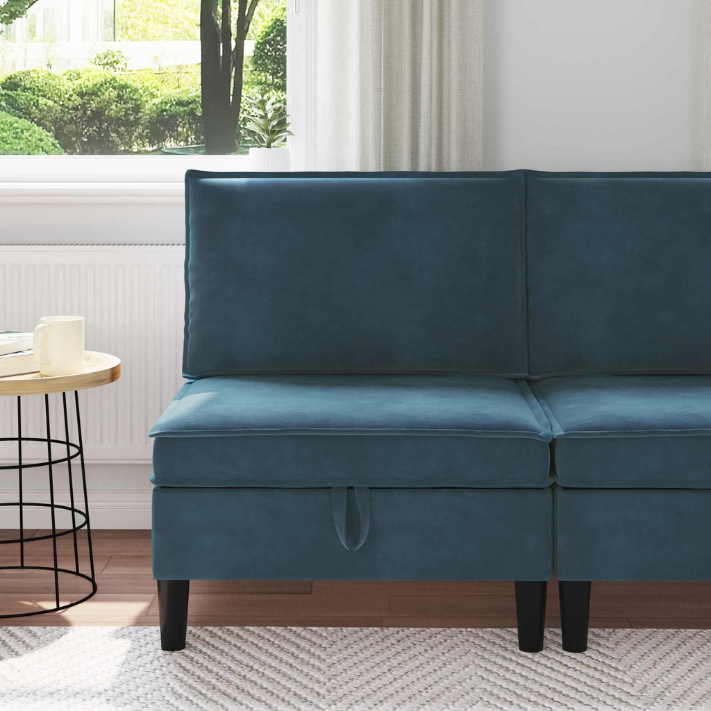 vidaXL Środkowa sofa z miejscem do przechowywania niebieski Welur