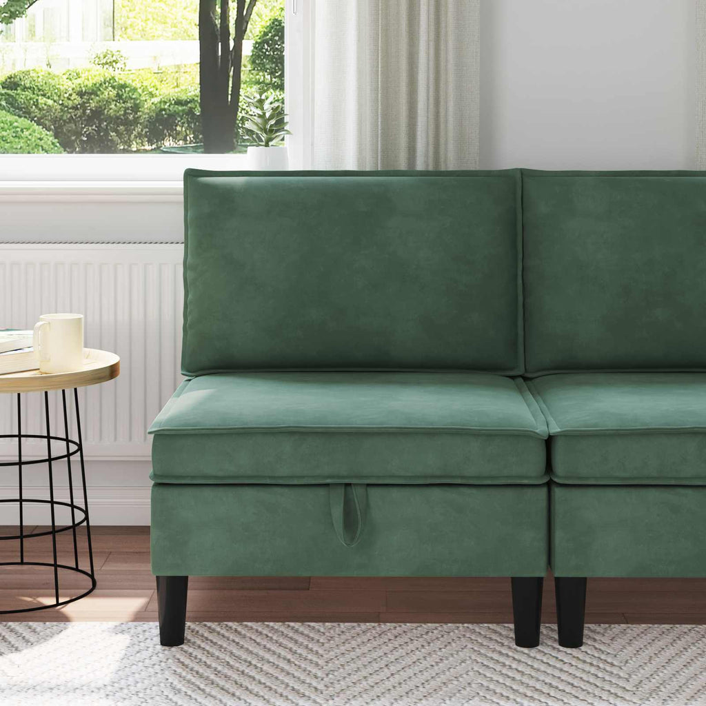 vidaXL Środkowa sofa z miejscem do przechowywania Zielony morski Welur