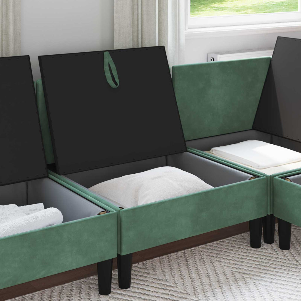 vidaXL Środkowa sofa z miejscem do przechowywania Zielony morski Welur