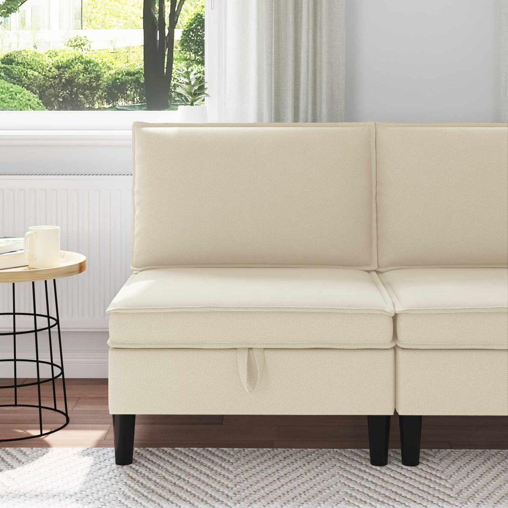 vidaXL Środkowa Sofa z Przechowywaniem kremowy Welur